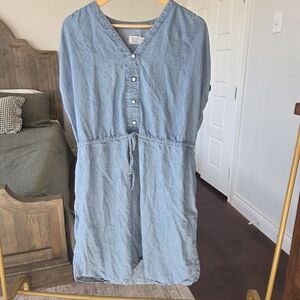 Time and Tru Light Blue Button-Front Midi Dress
